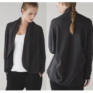Lululemon sz. 4 To & Flow Wrap Knit Jacket Open Front Cardigan Sweater Heathered